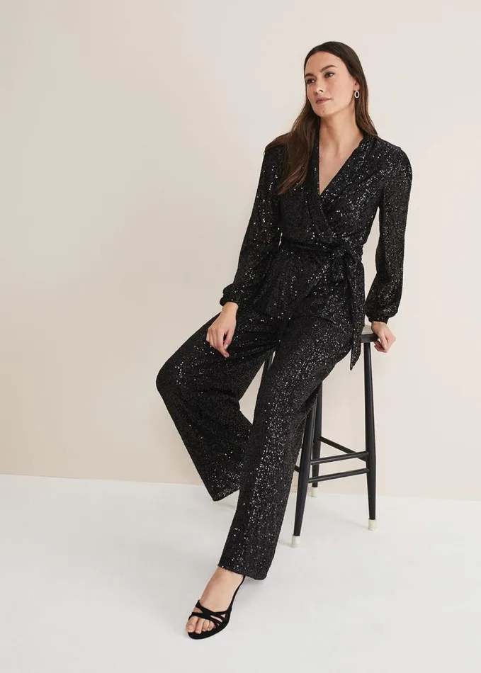 Phase Eight Florentine Sequin Trouser Black Women Trousers