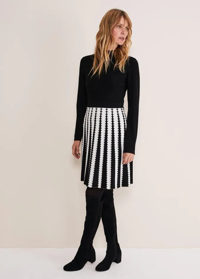 Phase Eight Frankie Scallop Hem Dress Blackivory Women Dresses