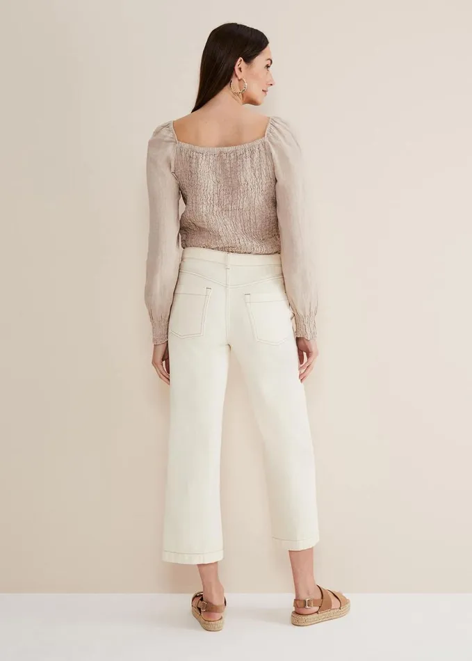 Phase Eight Fraya Wide Leg Jeans Ecru Women Trousers
