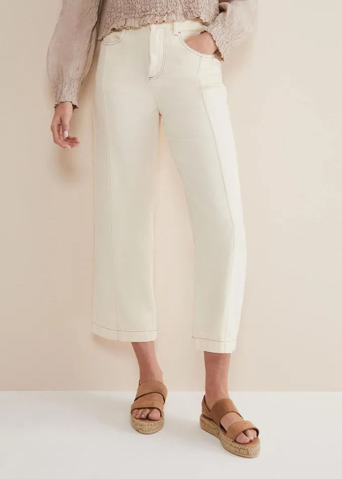 Phase Eight Fraya Wide Leg Jeans Ecru Women Trousers