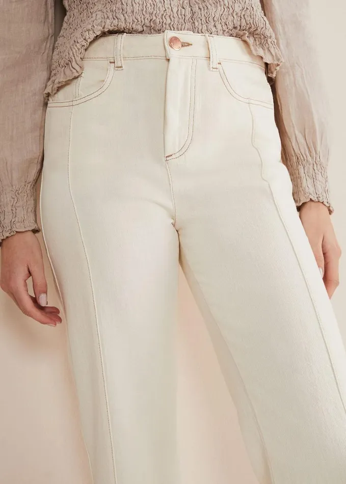 Phase Eight Fraya Wide Leg Jeans Ecru Women Trousers