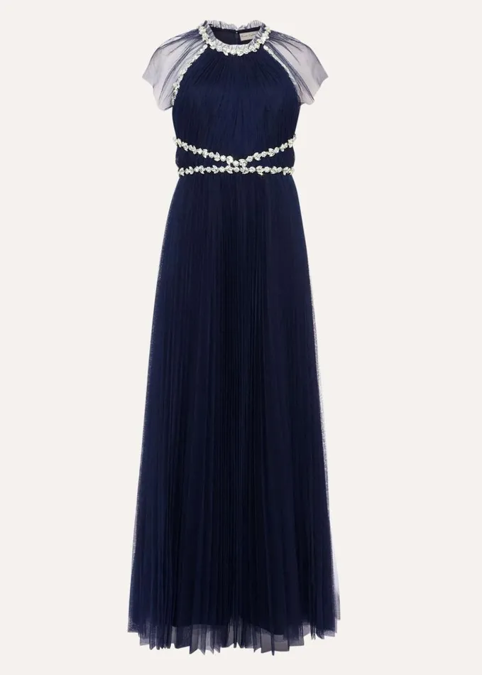 Phase Eight Gerona Pleated Tulle Dress Navy Women Dresses