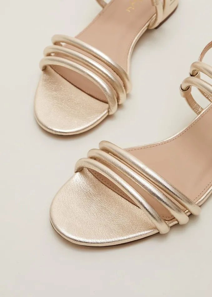 Phase Eight Gold Leather Sandals Gold Women Flats