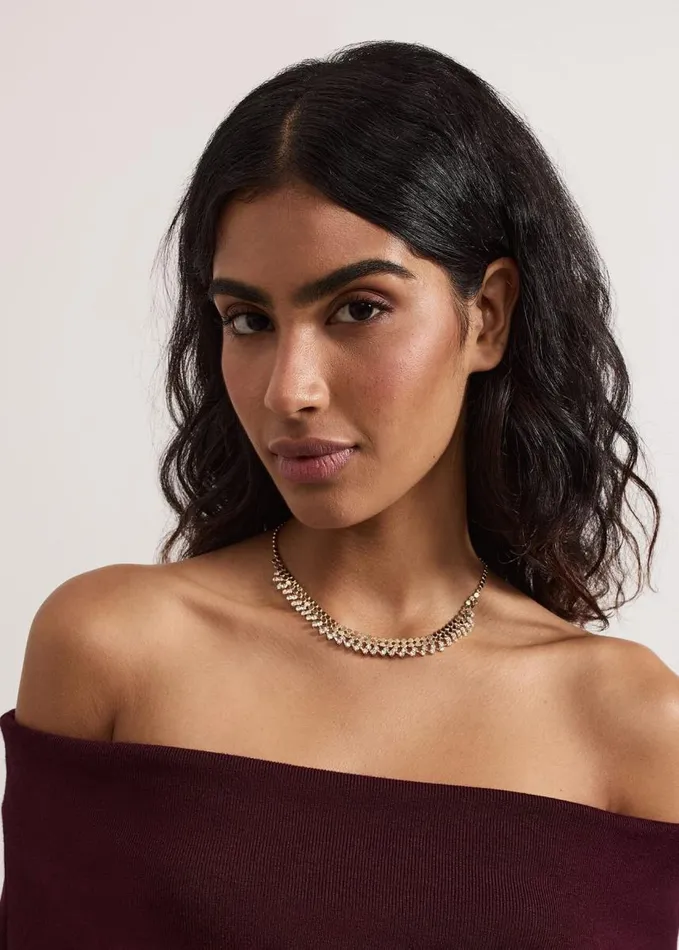 Phase Eight Gold Sparkle Disc Necklace Gold Women Jewellery