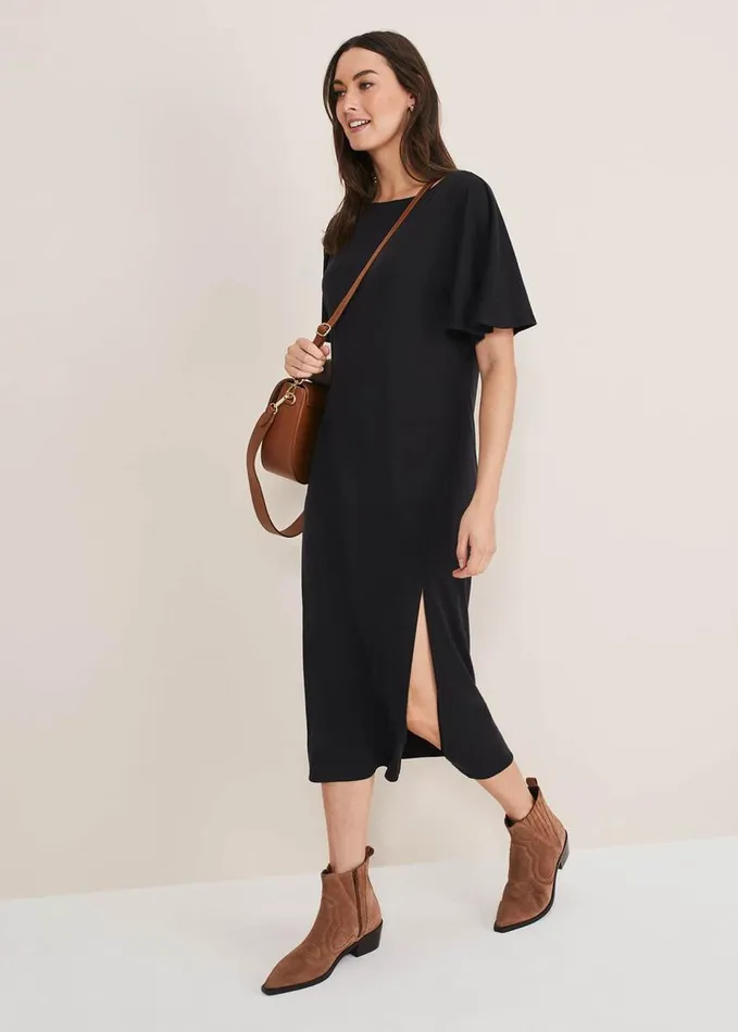 Phase Eight Haden Side Split Midi Dess Charcoal Women Dresses
