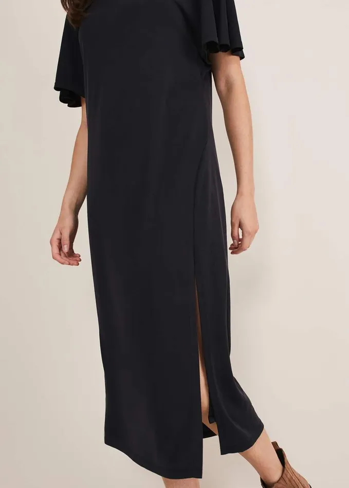 Phase Eight Haden Side Split Midi Dess Charcoal Women Dresses
