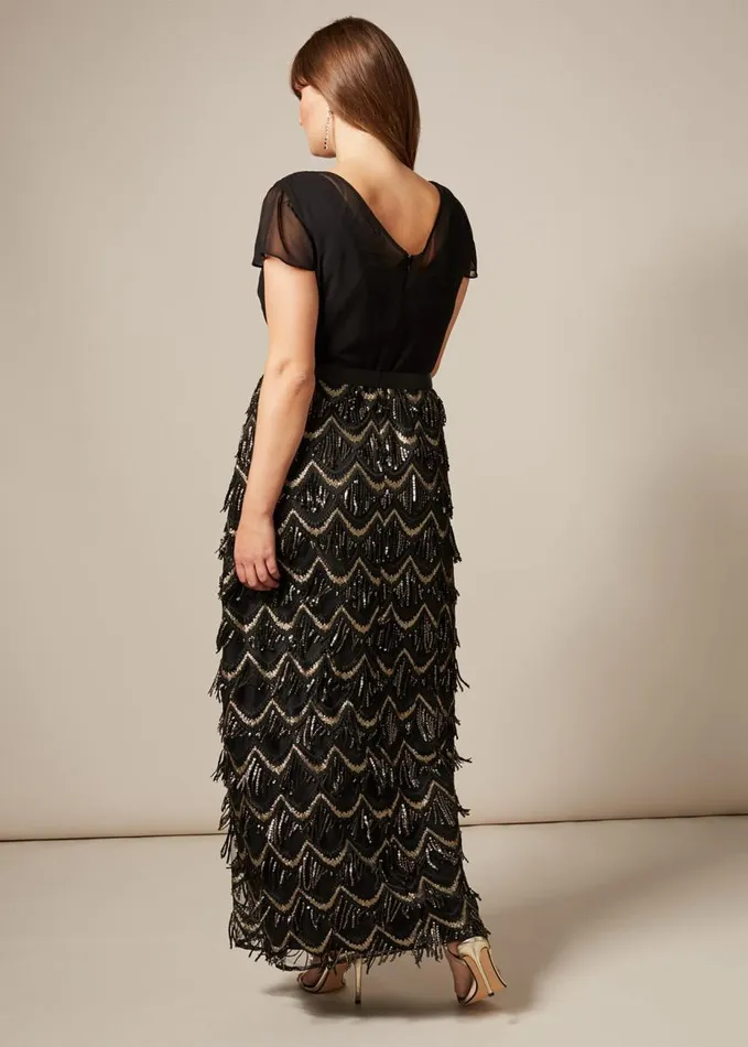 Phase Eight Hazel Sequin Maxi Dress Black Women Dresses