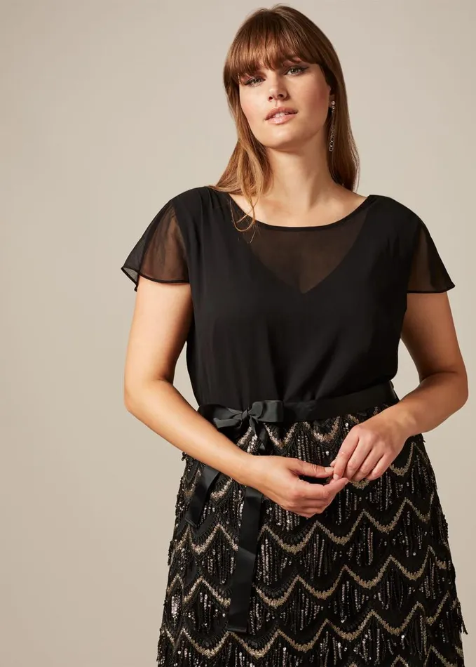 Phase Eight Hazel Sequin Maxi Dress Black Women Dresses