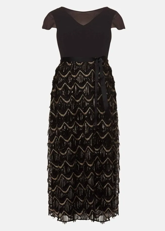 Phase Eight Hazel Sequin Maxi Dress Black Women Dresses
