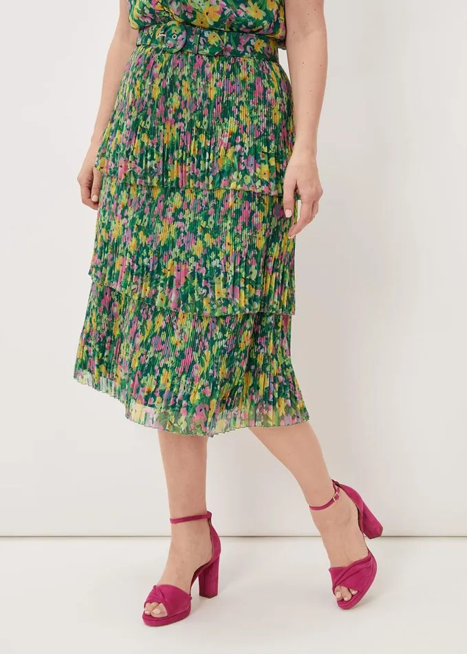 Phase Eight Heidi Printed Plisse CoOrd Skirt Multicoloured Women Skirts