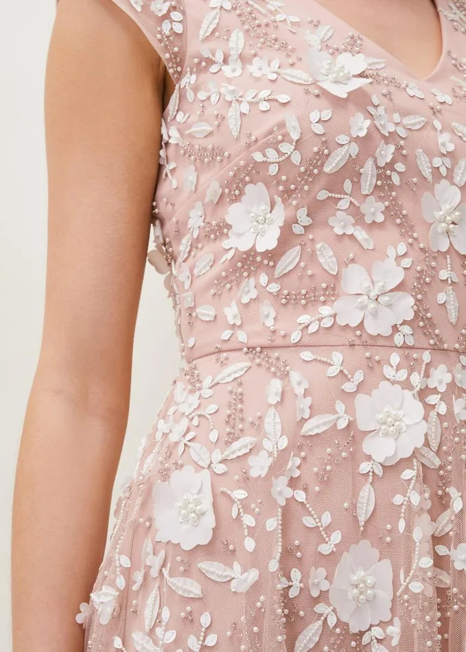 Phase Eight Henriette Flower Maxi Dress Powder Women Dresses