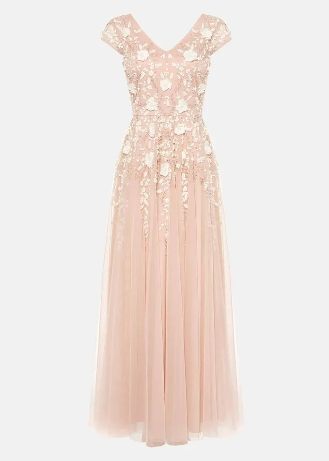 Phase Eight Henriette Flower Maxi Dress Powder Women Dresses