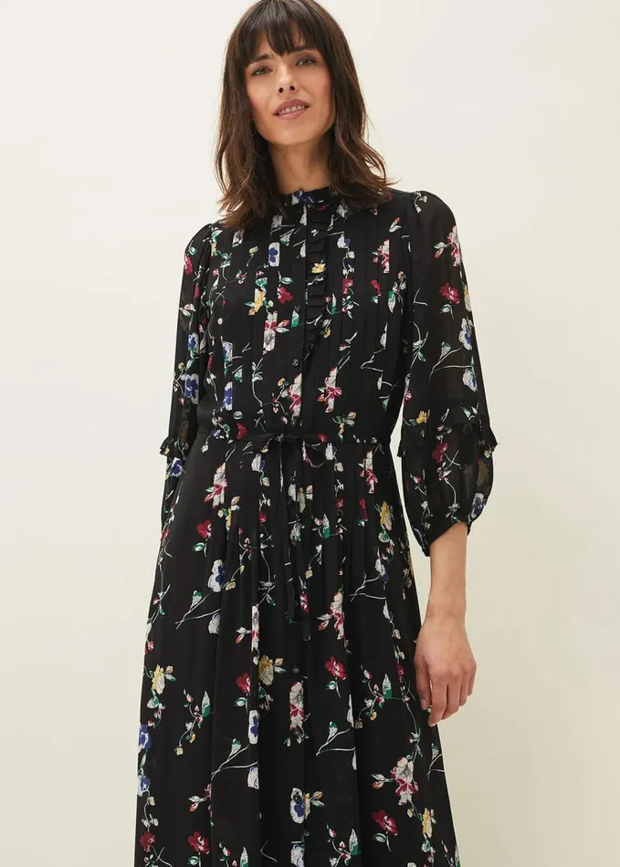 Phase Eight Imara Floral Print Midaxi Dress Blackmulti Women Dresses