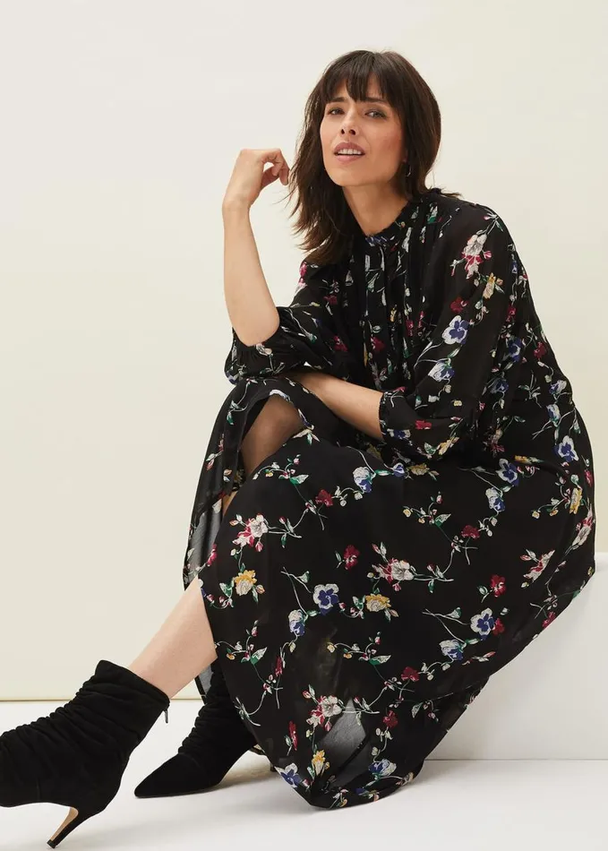 Phase Eight Imara Floral Print Midaxi Dress Blackmulti Women Dresses
