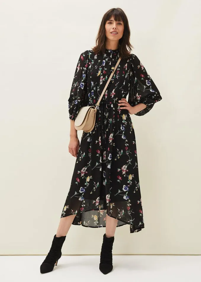 Phase Eight Imara Floral Print Midaxi Dress Blackmulti Women Dresses