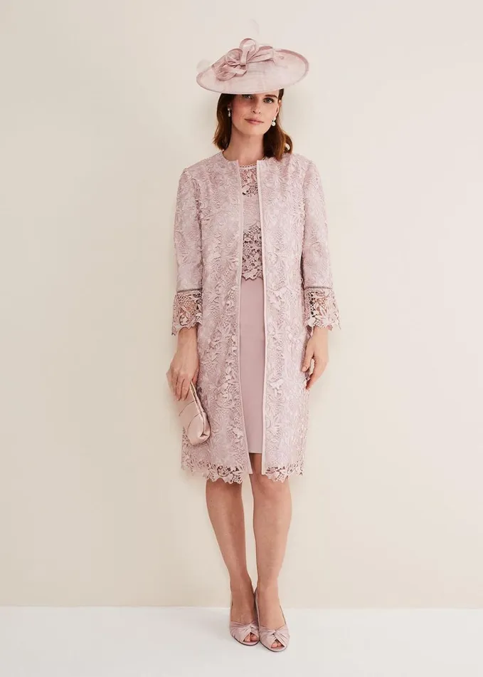 Phase Eight Isabella Lace Coat Antique Rose Women Jackets