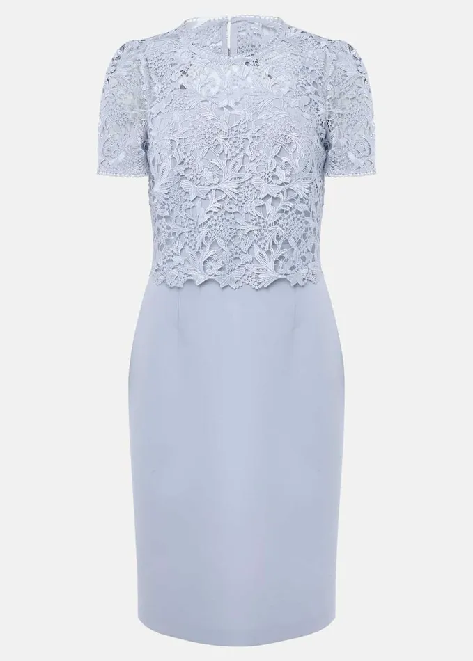 Phase Eight Isabella Lace Midi Dress Light Cornflower Women Dresses