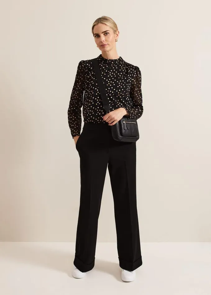 Phase Eight Jacey Spot Jacquard Blouse Black Women Shirts and Blouses