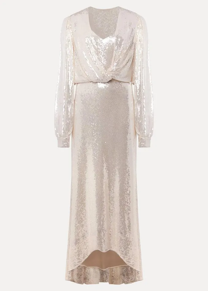 Phase Eight Jamila Sequin Overlay Maxi Dress Oyster Women Dresses