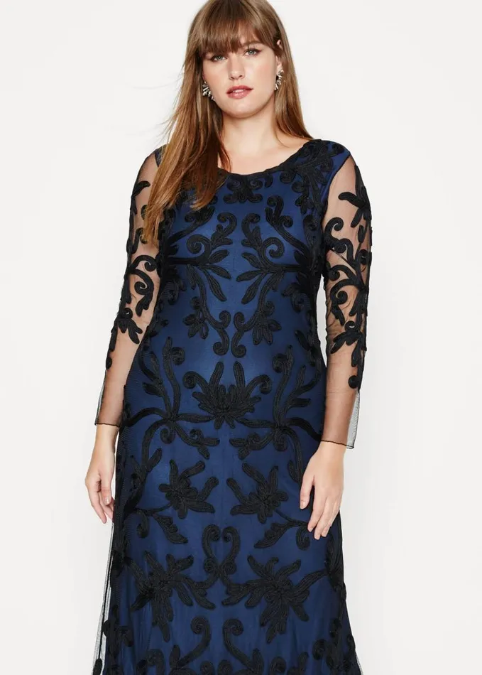 Phase Eight Jenna Tapework Lace Maxi Dress Navyblack Women Dresses