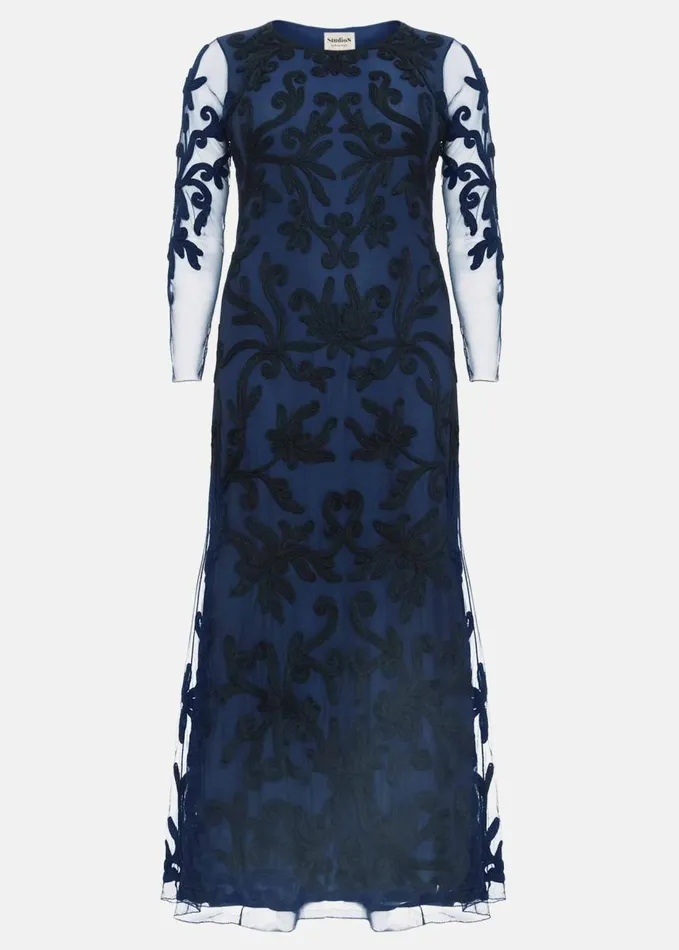 Phase Eight Jenna Tapework Lace Maxi Dress Navyblack Women Dresses