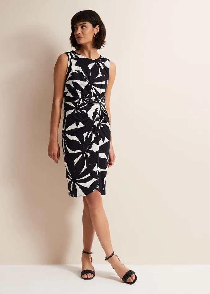 Phase Eight Joanna Leaf Print Bodycon Dress Navyivory Women Dresses