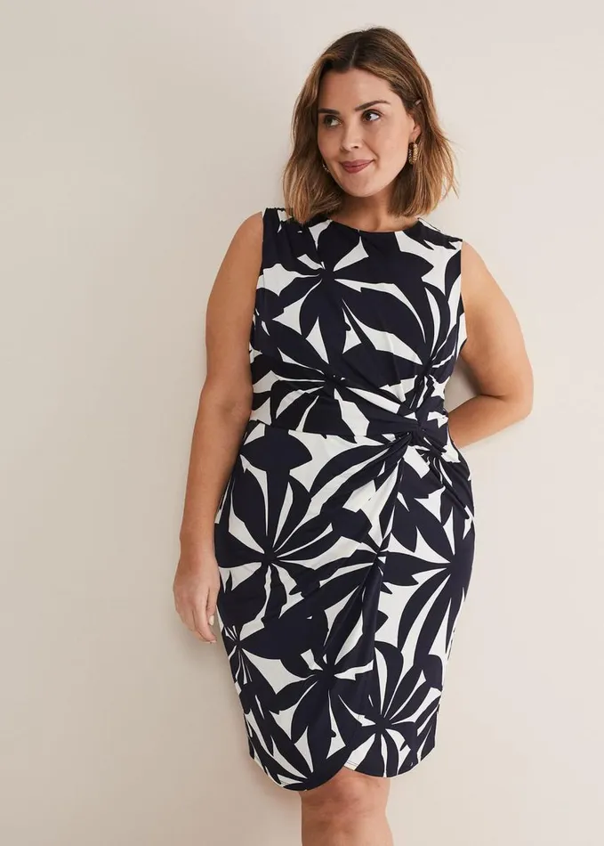 Phase Eight Joanna Leaf Print Bodycon Dress Navyivory Women Dresses