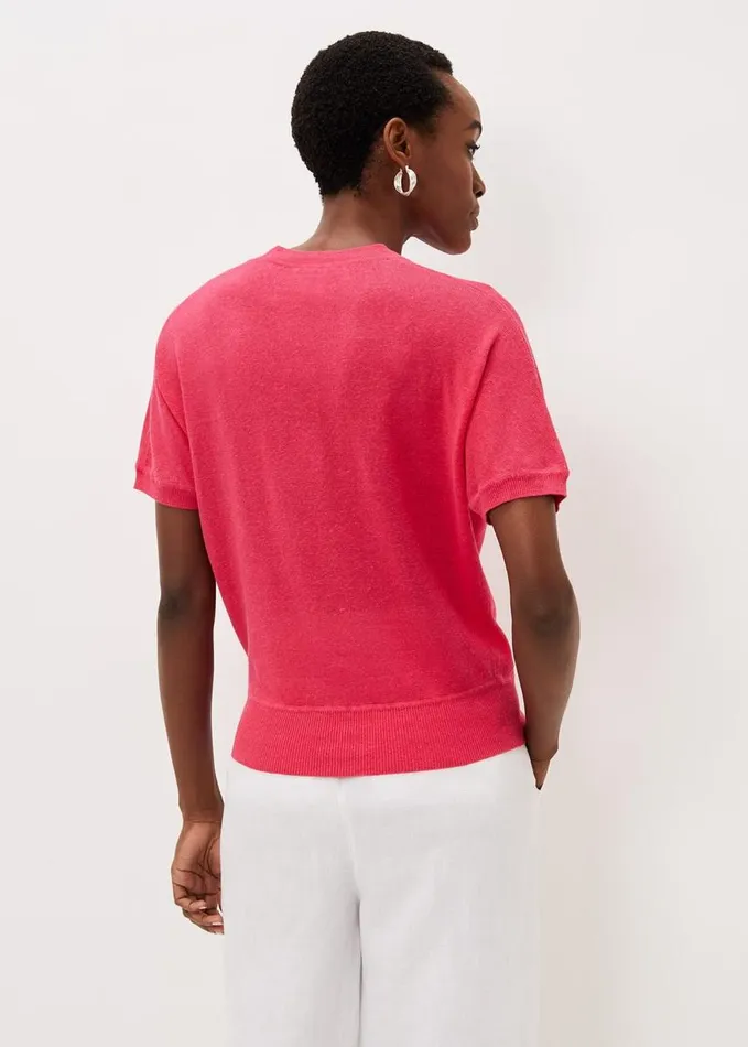 Phase Eight Josie Linen Knit Top Raspberry Women Knitwear