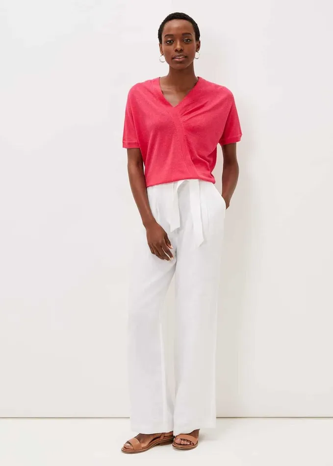 Phase Eight Josie Linen Knit Top Raspberry Women Knitwear
