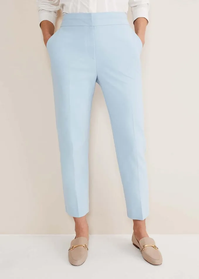 Phase Eight Julianna Cropped Straight Leg Trousers Cornflower Blue Women Trousers