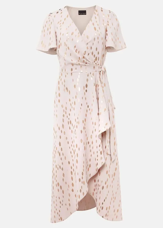 Phase Eight Julissa Gold Foil Wrap Dress Cameorose Gold Women Dresses