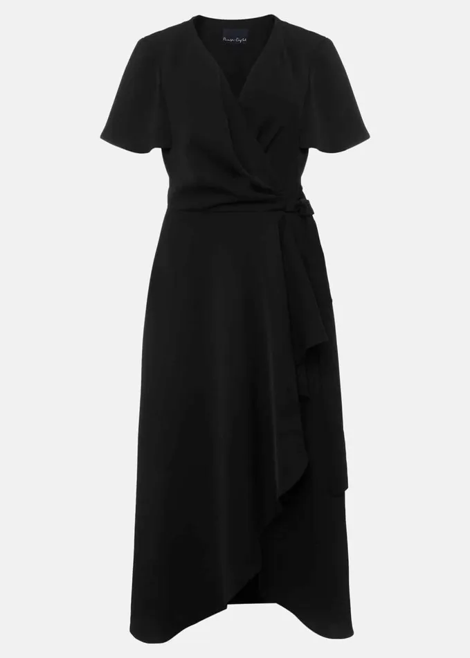 Phase Eight Julissa Ruffle Wrap Midi Dress Black Women Dresses