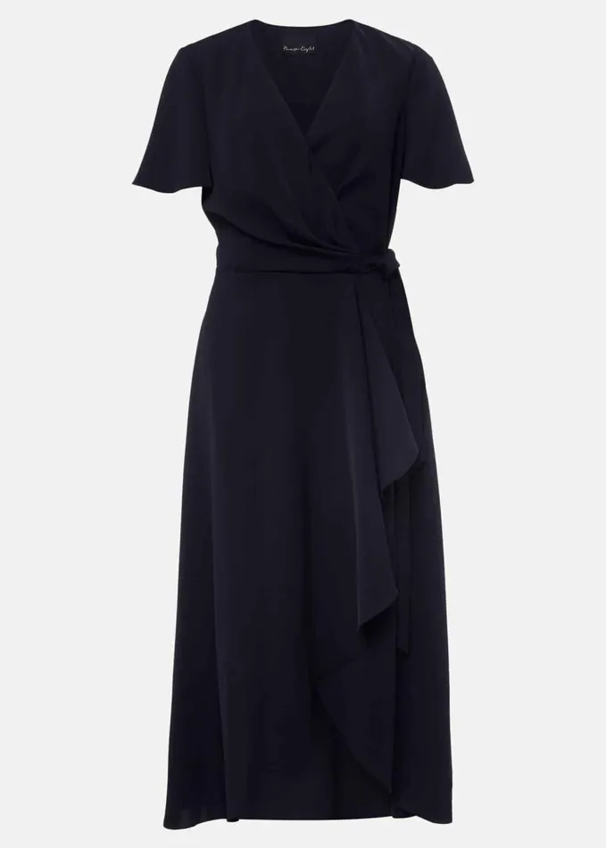 Phase Eight Julissa Ruffle Wrap Midi Dress Navy Women Dresses