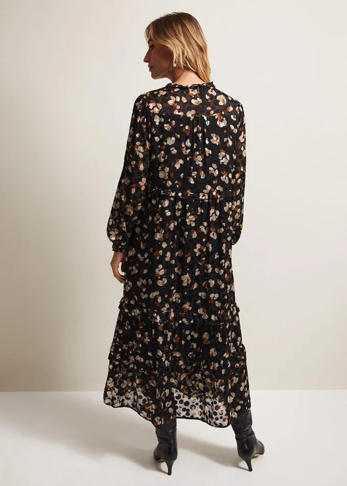 Phase Eight Karsyn Leopard Spot Textured Midi Dress Black Multi Women Dresses