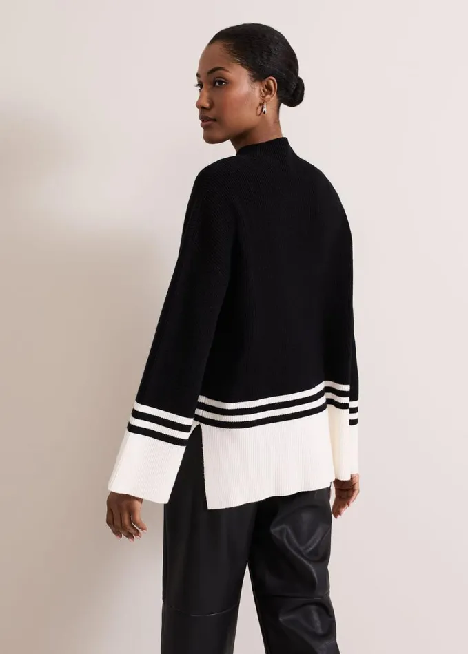 Phase Eight Kayleigh Chunky Boxy Striped Jumper Blackivory Women Knitwear