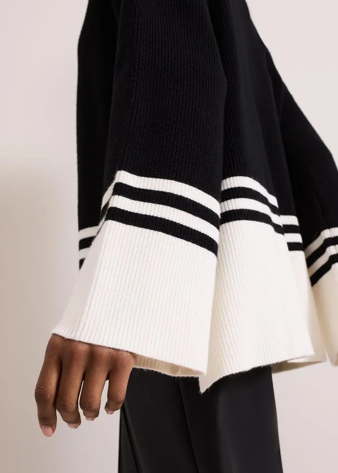 Phase Eight Kayleigh Chunky Boxy Striped Jumper Blackivory Women Knitwear