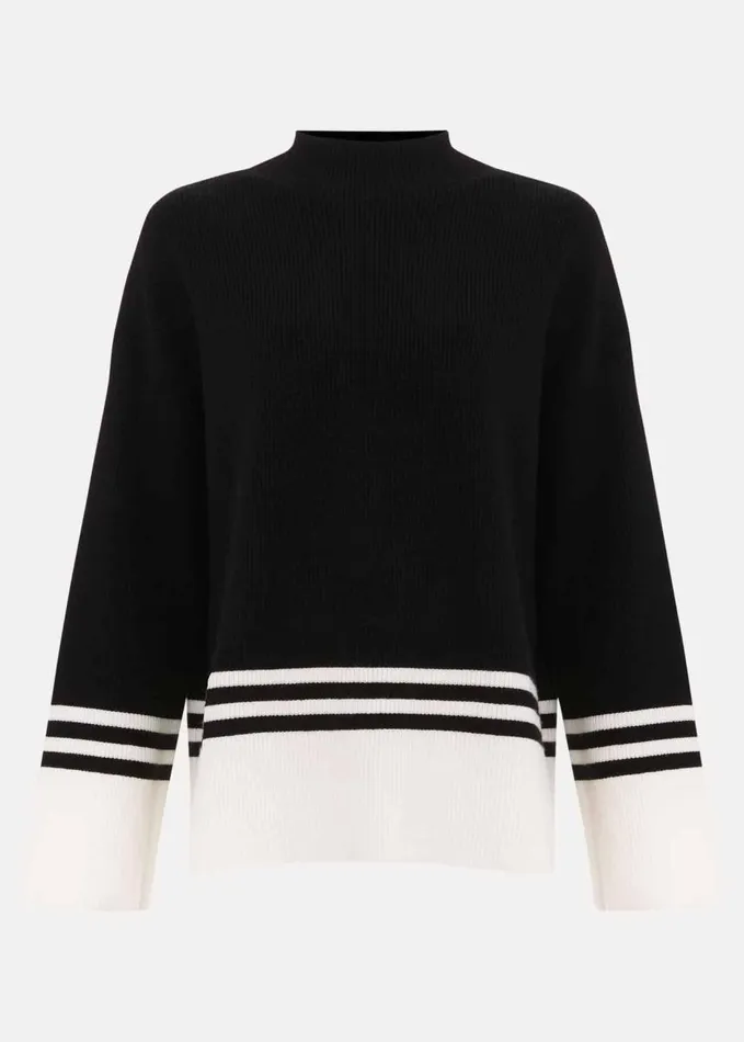 Phase Eight Kayleigh Chunky Boxy Striped Jumper Blackivory Women Knitwear