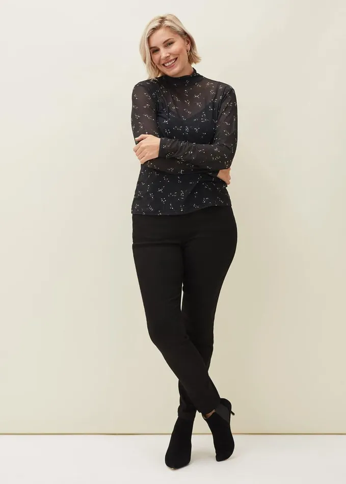 Phase Eight Kelby Floral Mesh Top Black Women Tops and TShirts