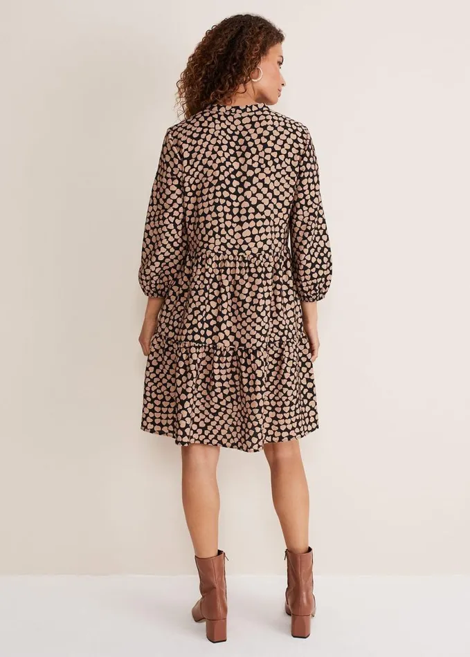 Phase Eight Kesia Hearts Swing Dress Stoneblack Women Dresses