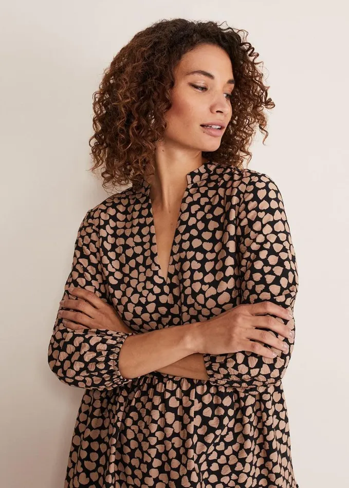 Phase Eight Kesia Hearts Swing Dress Stoneblack Women Dresses