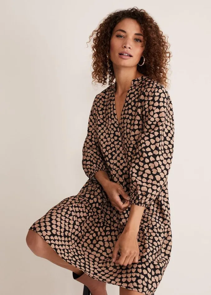 Phase Eight Kesia Hearts Swing Dress Stoneblack Women Dresses