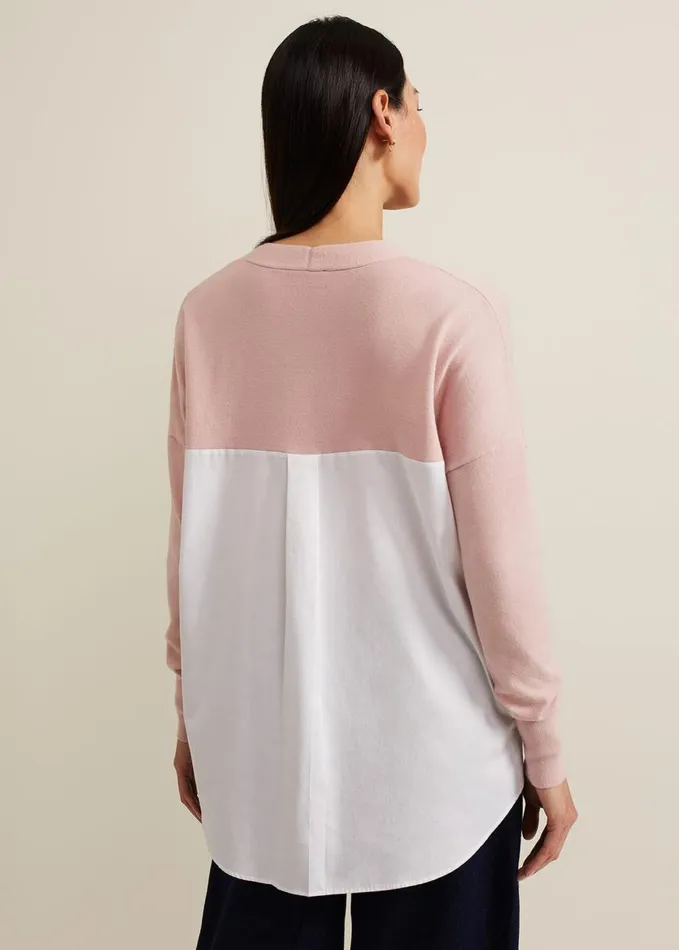 Phase Eight Kienna Woven Back Knit Pink Women Knitwear
