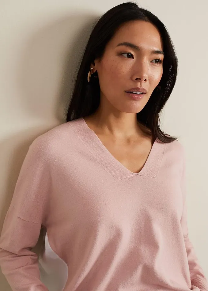 Phase Eight Kienna Woven Back Knit Pink Women Knitwear