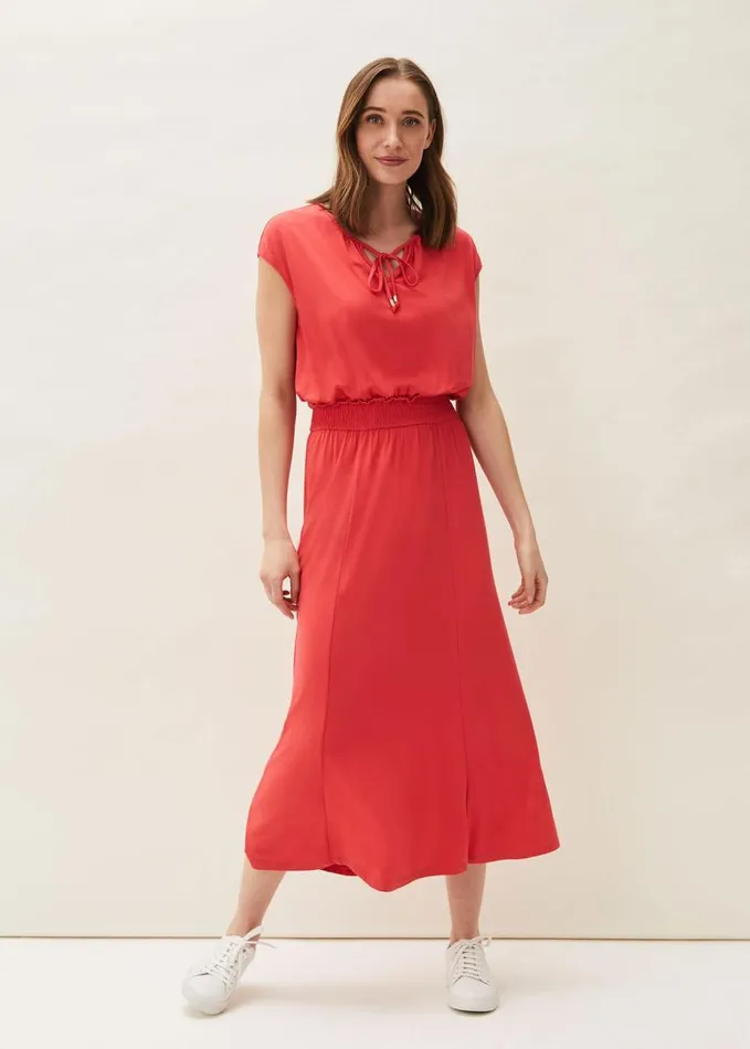Phase Eight Kiera Jersey Shirred Waist Midi Dress Pout Women Dresses