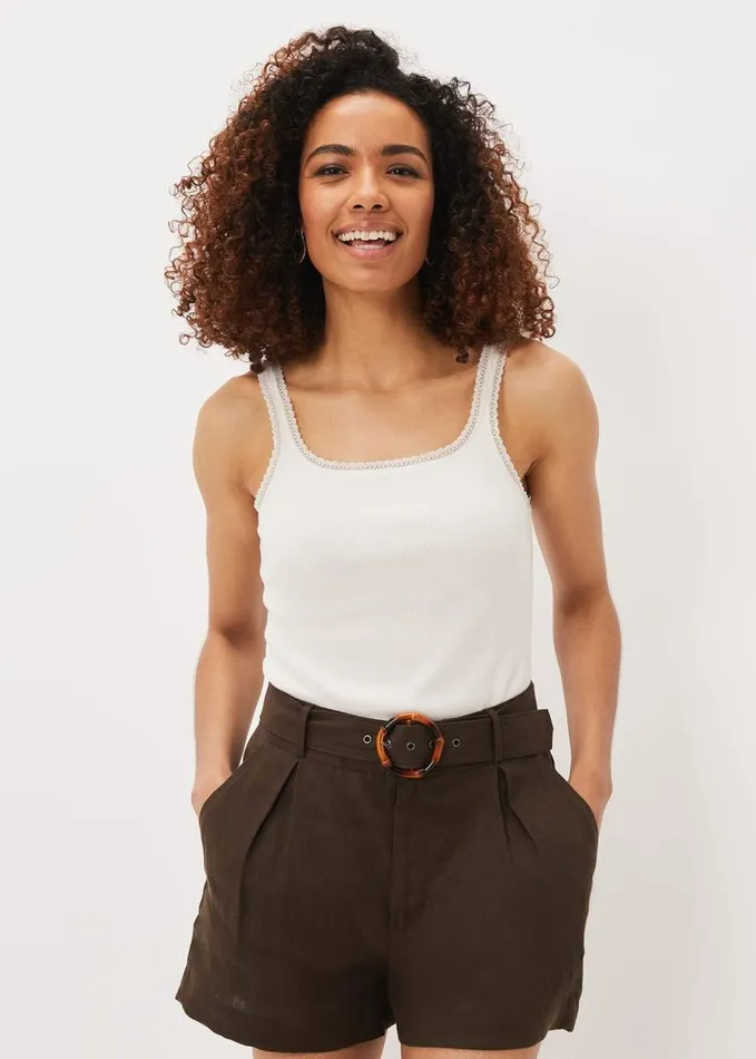Phase Eight Kimberley Square Neck Lace Trim Vest Top Ivory Women Tops and TShirts