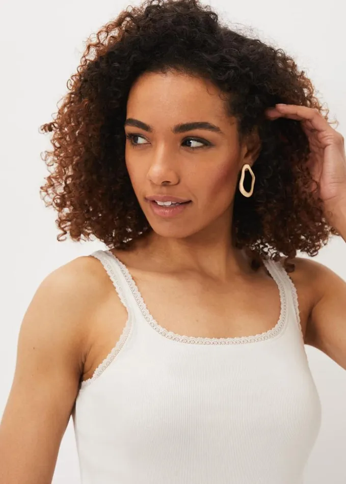 Phase Eight Kimberley Square Neck Lace Trim Vest Top Ivory Women Tops and TShirts