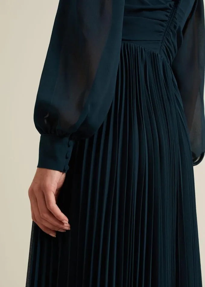 Phase Eight Kindra Teal Chiffon Pleated Midi Dress Teal Women Dresses