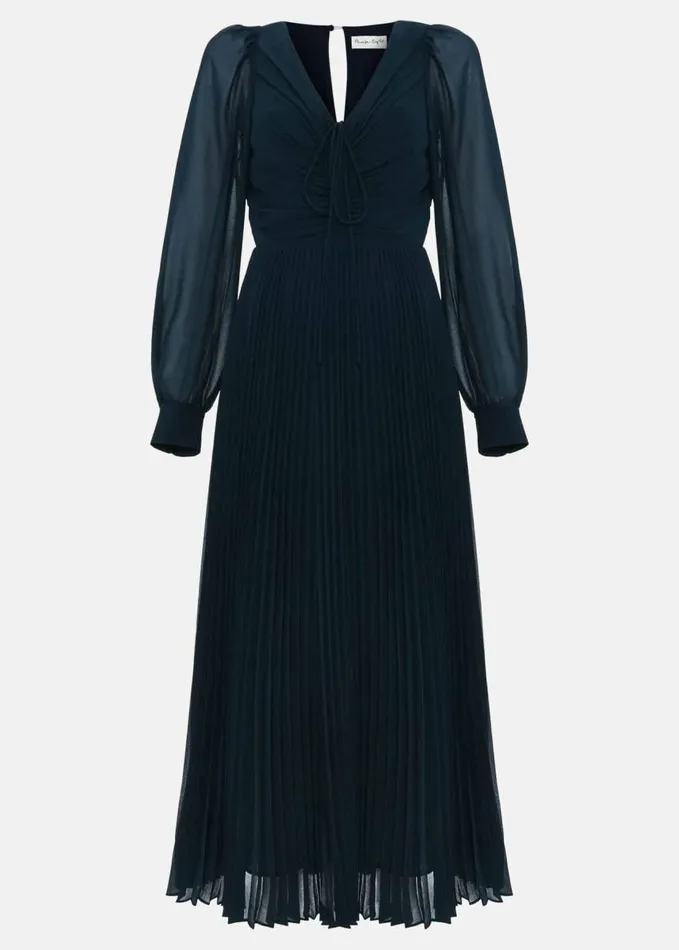 Phase Eight Kindra Teal Chiffon Pleated Midi Dress Teal Women Dresses