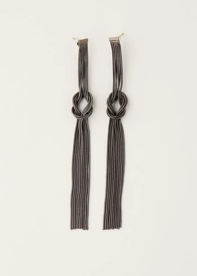 Phase Eight Knot Drop Down Earrings Gunmetal Women Jewellery