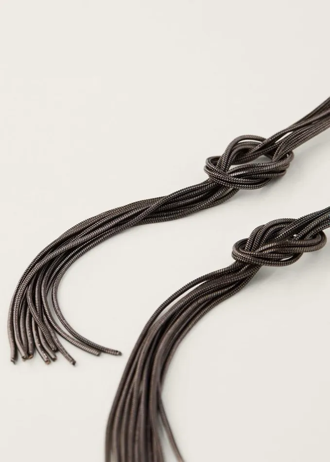 Phase Eight Knot Drop Down Earrings Gunmetal Women Jewellery